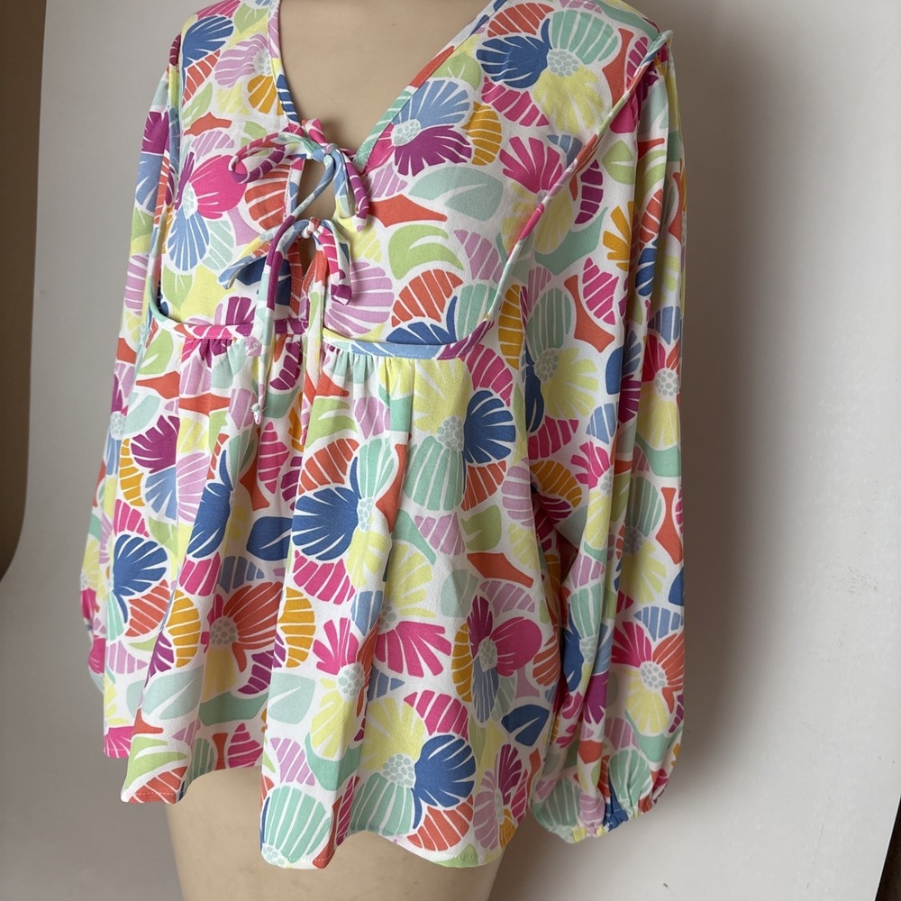 Michelle McDowell Vivey Top Womens L "Oh Hello There Pink" colorful bright bold - Picture 4 of 11